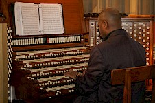 Nerva playing on one of the largest pipe organs in the world, at the Riverside church in New York.